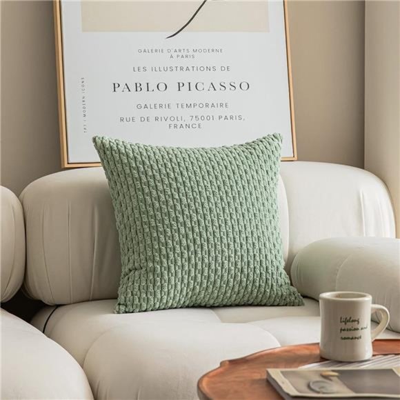 2 Packs Decorative Throw Pillow Covers 16x16 Inch for Living Room Couch Bed Sofa - Picture 3 of 7